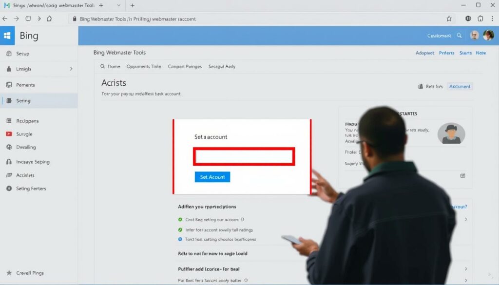 Erstelle ein Bild von einem Benutzer, der ein Konto bei den Bing Webmaster-Tools erstellt